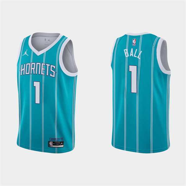 Men%27s Charlotte Hornets #1 LaMelo Ball 2022-23 Teal Icon Edition Stitched Basketball Jersey Dzhi